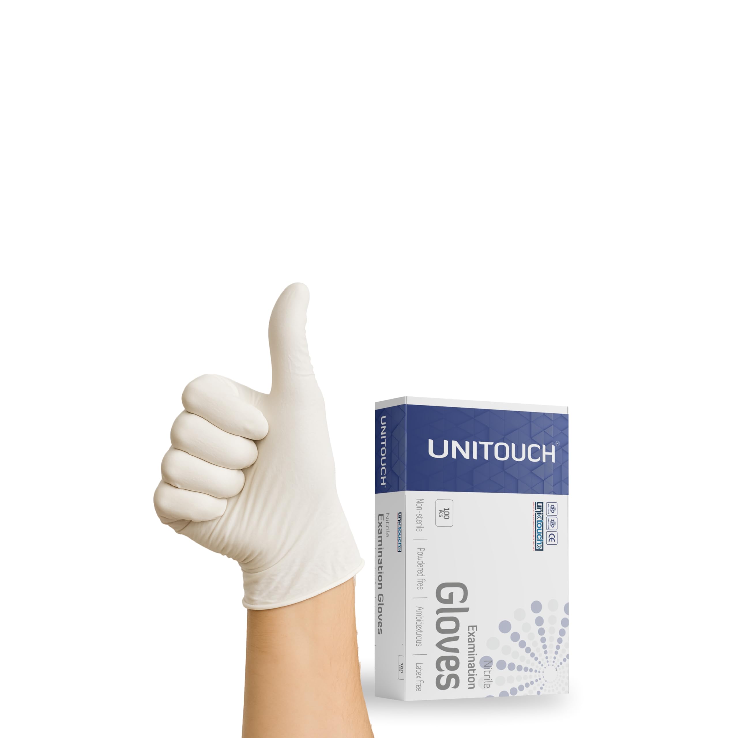 Unitouch Nitrile Powdered Free Examination Gloves Pack of 30 Pcs (White) (XS)