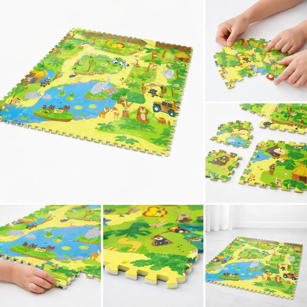 The Tickle Toe Double-Sided EVA Foam Puzzle Mat | Tummy Time| Kids Room Mat for Babies and Toddlers 5.6 x 4.2 ft. (Jungle) 2