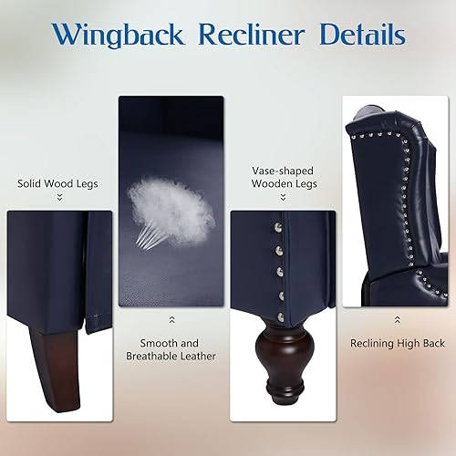 Miniatura 49 de Silla Wingback con masaje y calor, silla reclinable de tela copetuda, silla reclinable con respaldo de ala con control remoto, cojín acolchado,