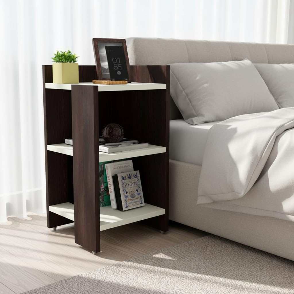 weiche engineered wooden side table - night stand & end table organiser - shelf diy space saver storage organizer - bedside furniture for bedroom| living room| hallway