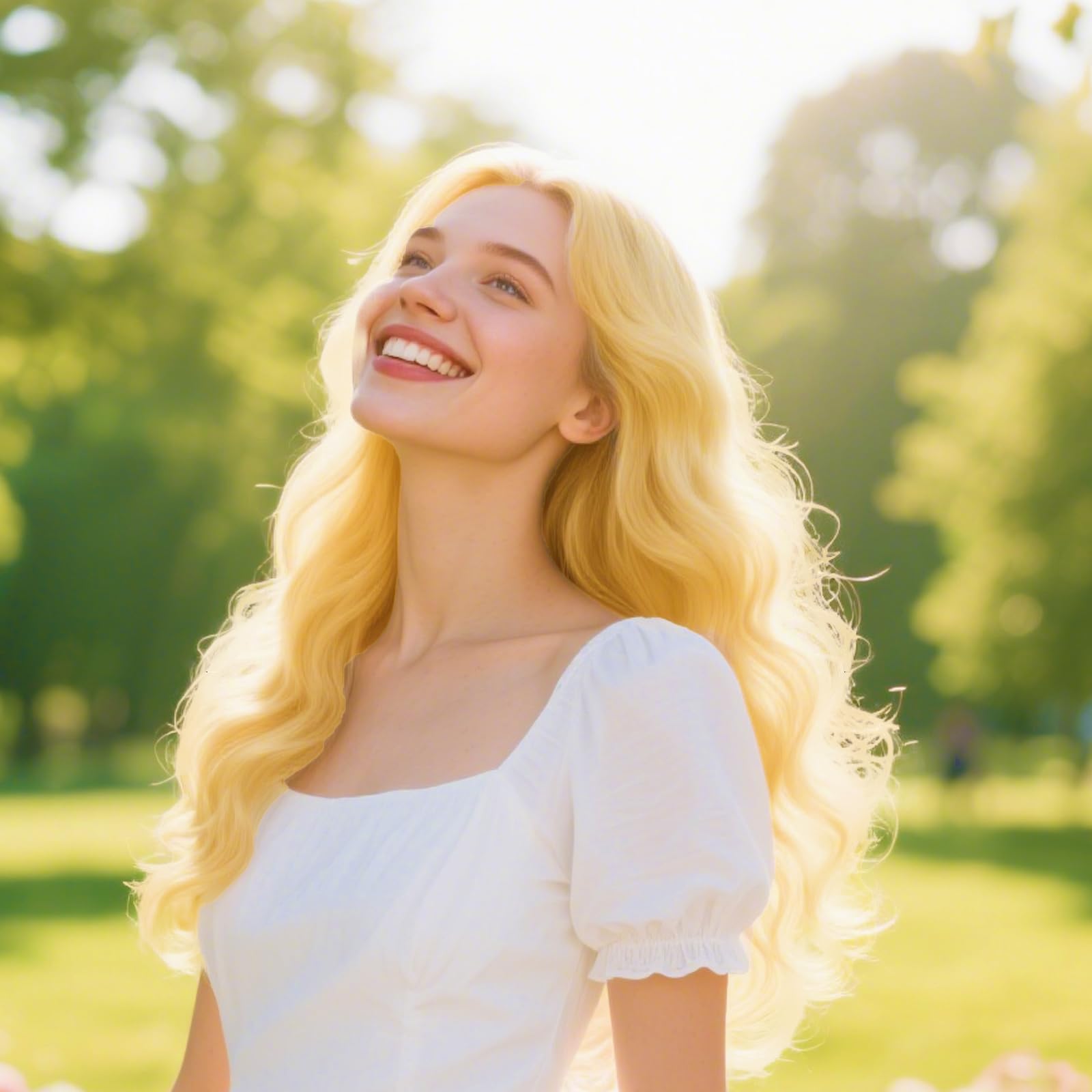 Blond peruka długa, damska na karnawał, 61 cm, blond, loki, peruka karnawałowa, damska, blond, roszpunka, długie włosy, do codziennego użytku, na imprezę, wesele