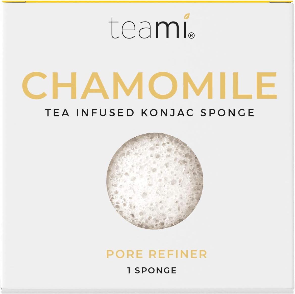 TeamiExfoliating Konjac Facial Sponge - Cleansing Pore Refining Face Sponges (Chamomile)
