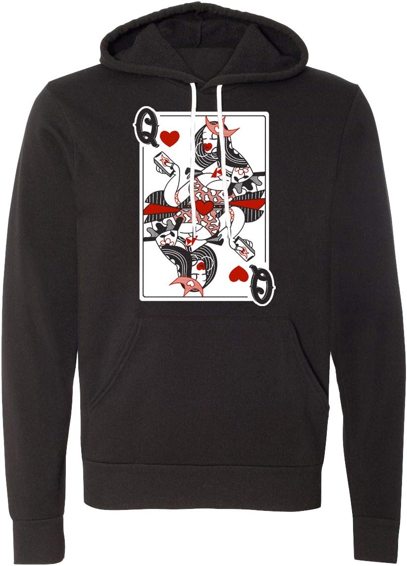Funny Hipster Queen of Hearts Couples, Valentine Hoodies, Graphic Unisex Hoodie