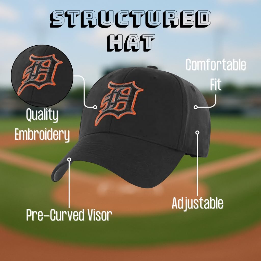 Officially Licensed Detroit Youth Boys Girls Baseball Hat Classic Edition Black MVP Adjustable Embroidered Sports Team Logo Kids Cap