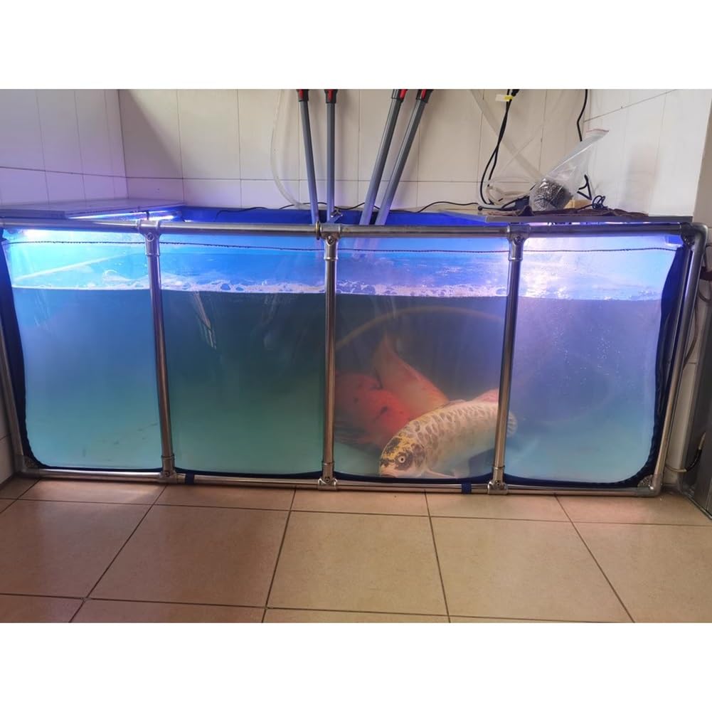 Grand Bassin à Poissons en Acier pour Élevage de Carpes Koï Aquarium Hors Sol Transparent Réservoir d'Eau Facile à Installer (50x40x30 cm) - Idéal pour Jardin et Décoration Extérieure.