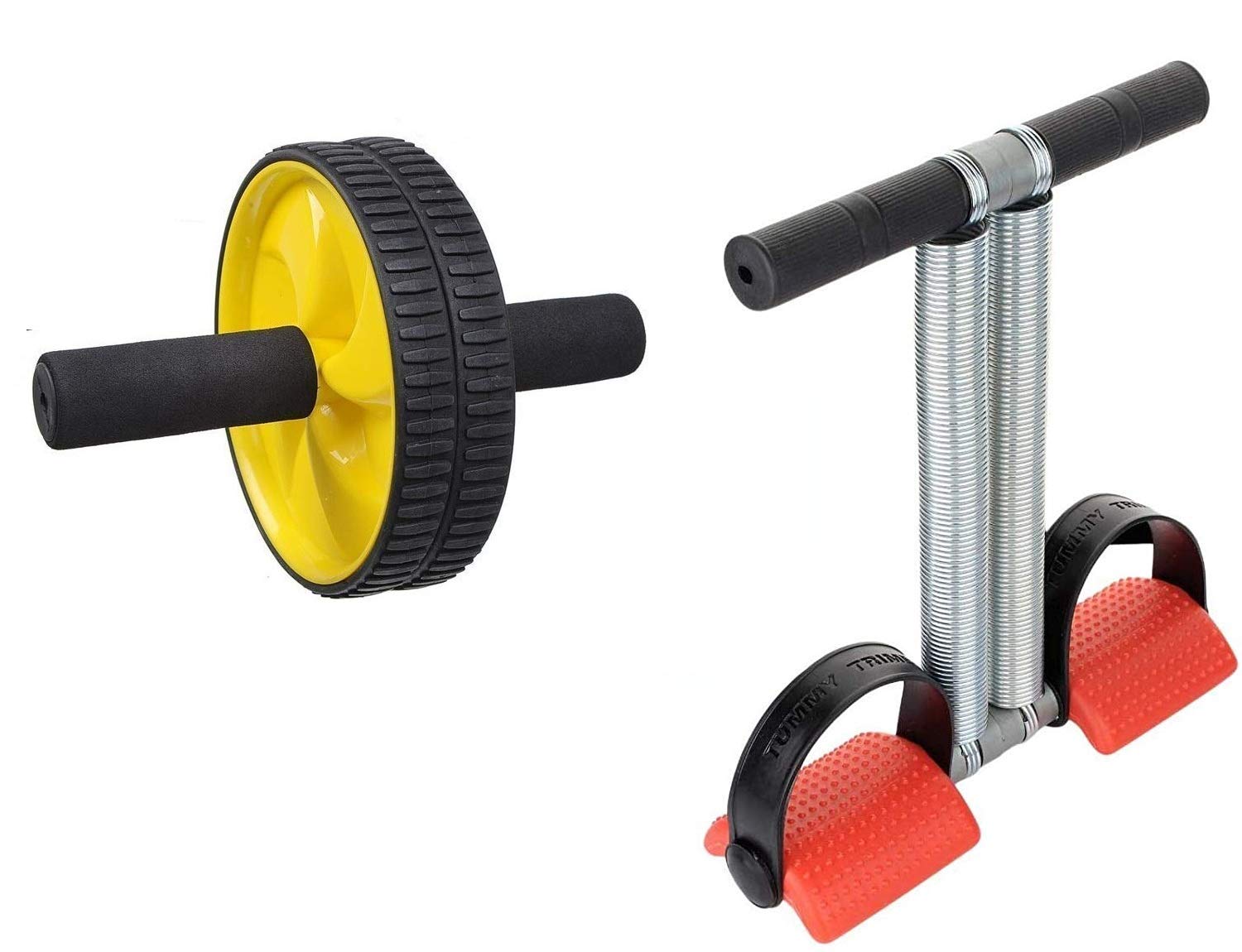 EMERET Tummy Trimmer Double Spring -Waist Trimmer-Abs Exerciser-Body Toner-Fat Buster- Multipurpose Fitness Equipment for Men and Women with AB Roller