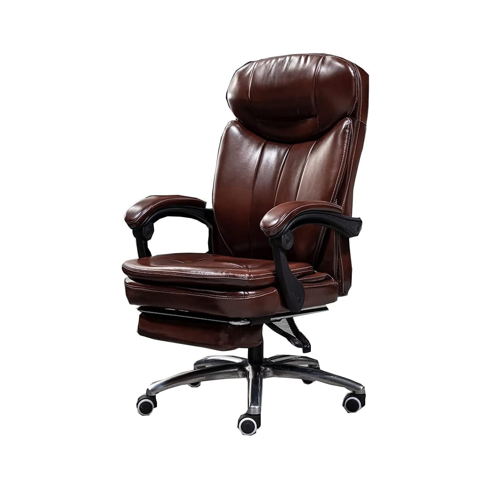 HTTGDGDH Ergonomic High Back Leather Office Chair Adjustable Height Executive Swivel Computer Task Chair For Home Desk Commercial Use,C