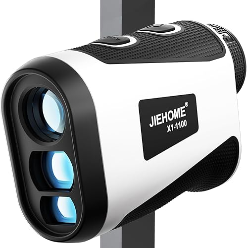 Miniatura 8 de JIEHOME Telémetro de golf X1 con pendiente, bloqueo de asta de bandera y vibración, telémetro láser 6601100YDS para golf y caza, buscador láser
