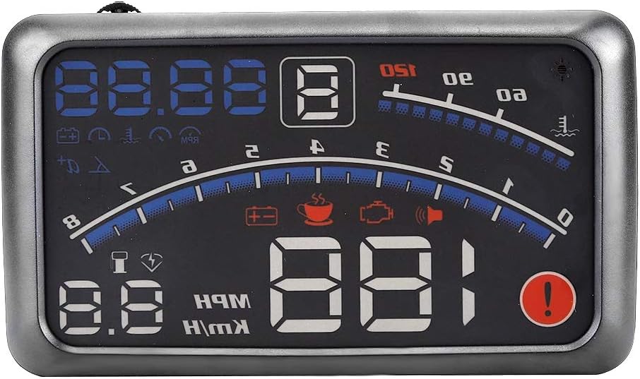 Universal Hud Head Up Display Mph/Km/H Speed Limit Warning Plug & Play For Cars With Obd2 And Euobd Port Heads Up Display Car