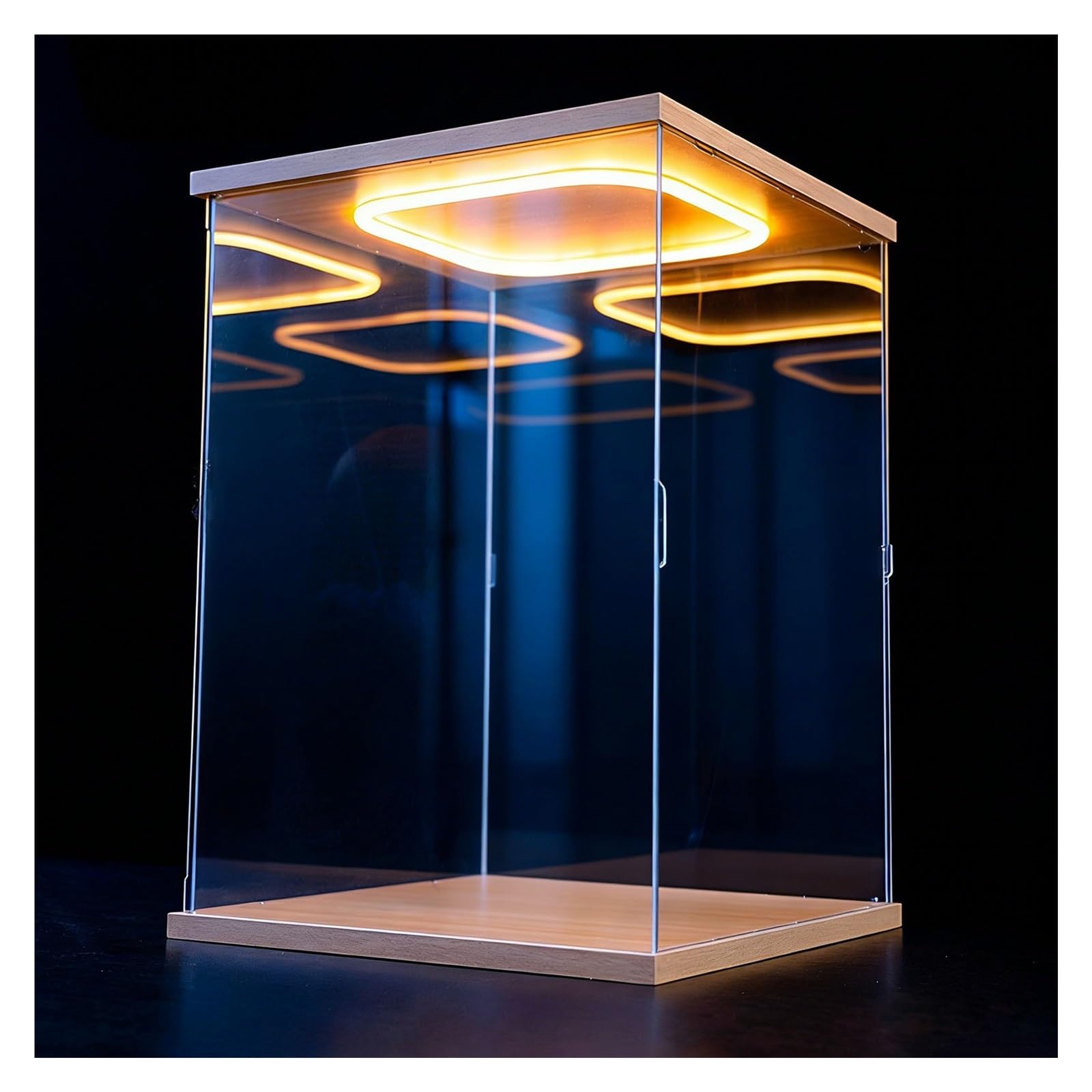 Caja metacrilato Transparente Caja De Exhibición De Acrílico Transparente con Luz para Negocios, Vitrina De Puerta Batiente, Autoensamblaje Extraíble, Contenedor(28x22x22in/60x25x25cm)