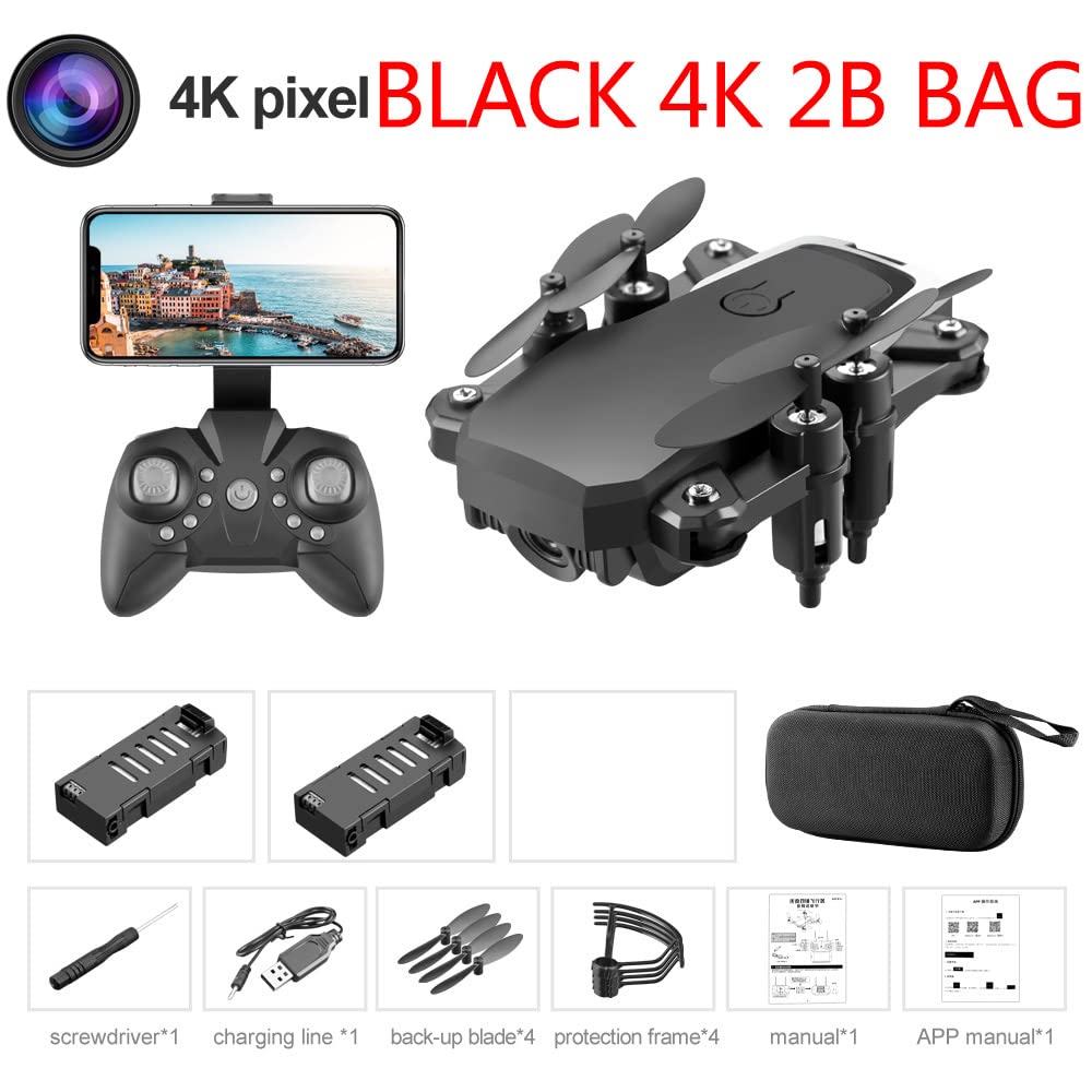 Składany dron Quadcopter Quadcopter Mini Drone z kamerą 4K HD Składane drony One-Key Return FPV Follow Me RC Helicopter (Kolor : 5MP 1B Rozmiar : 1) (4K 2B 1)