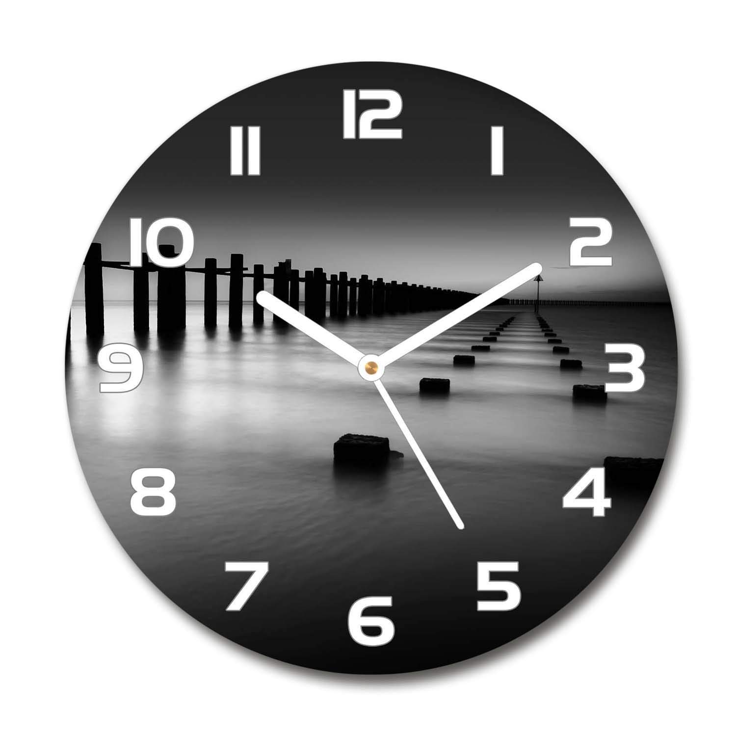 Horloge en verre salon design Tulup 60x60cm motif Brise-Lames Thames
