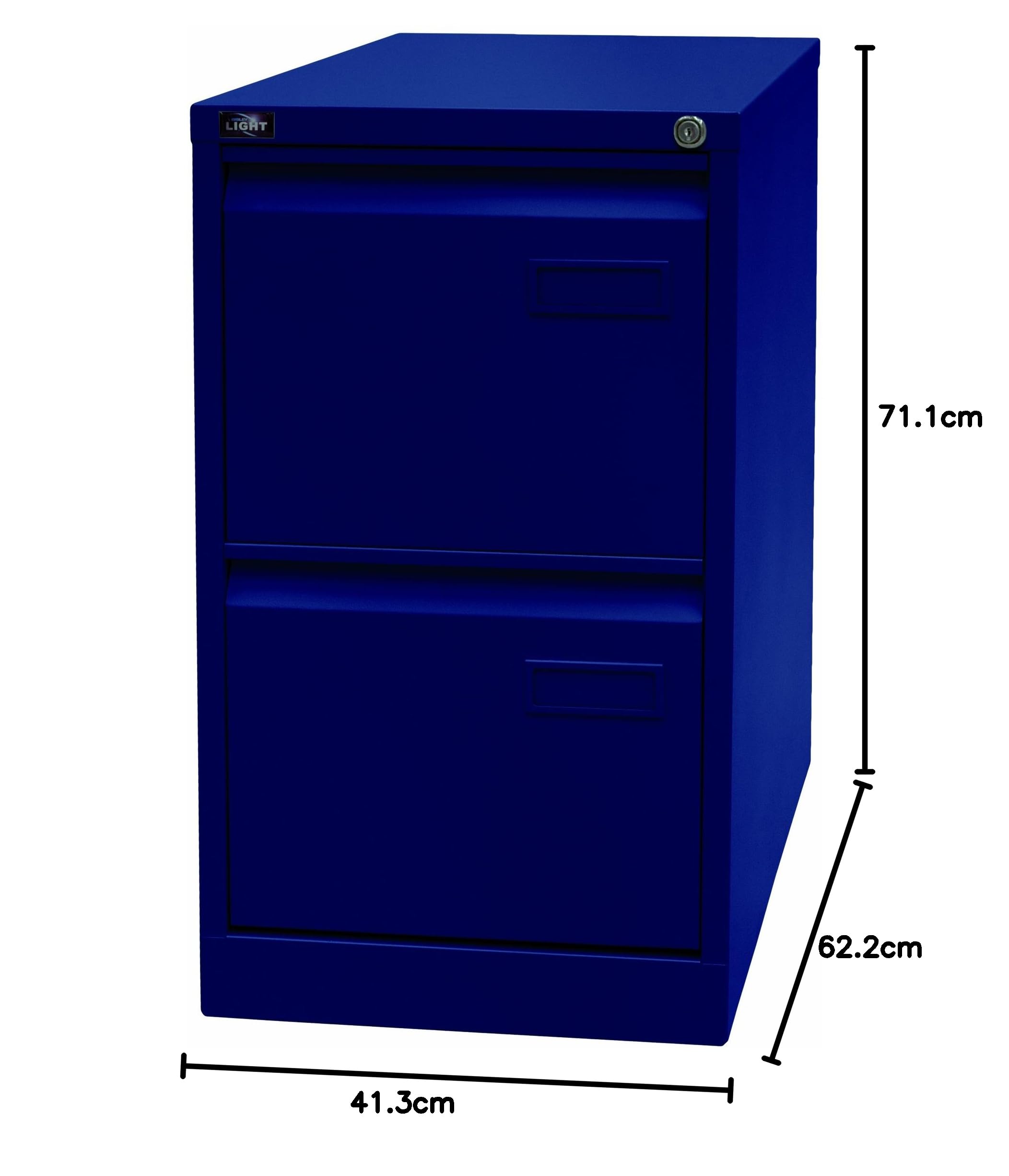 Bisley LIGHT Hängeregistraturschrank, einbahnig, DIN A4, 2 HR-Schubladen, Metall, 639 Oxfordblau, 62.2 x 41.3 x 71.1 cm