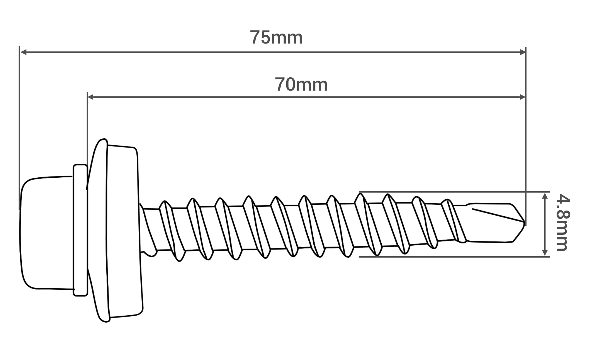 SKIR'CO (200 uds) Tornillos para techos pintados 4,8 x 70 mm, cabeza hexagonal tornillos autoperforantes con arandelas de EPDM (rojo óxido, RAL 3009)