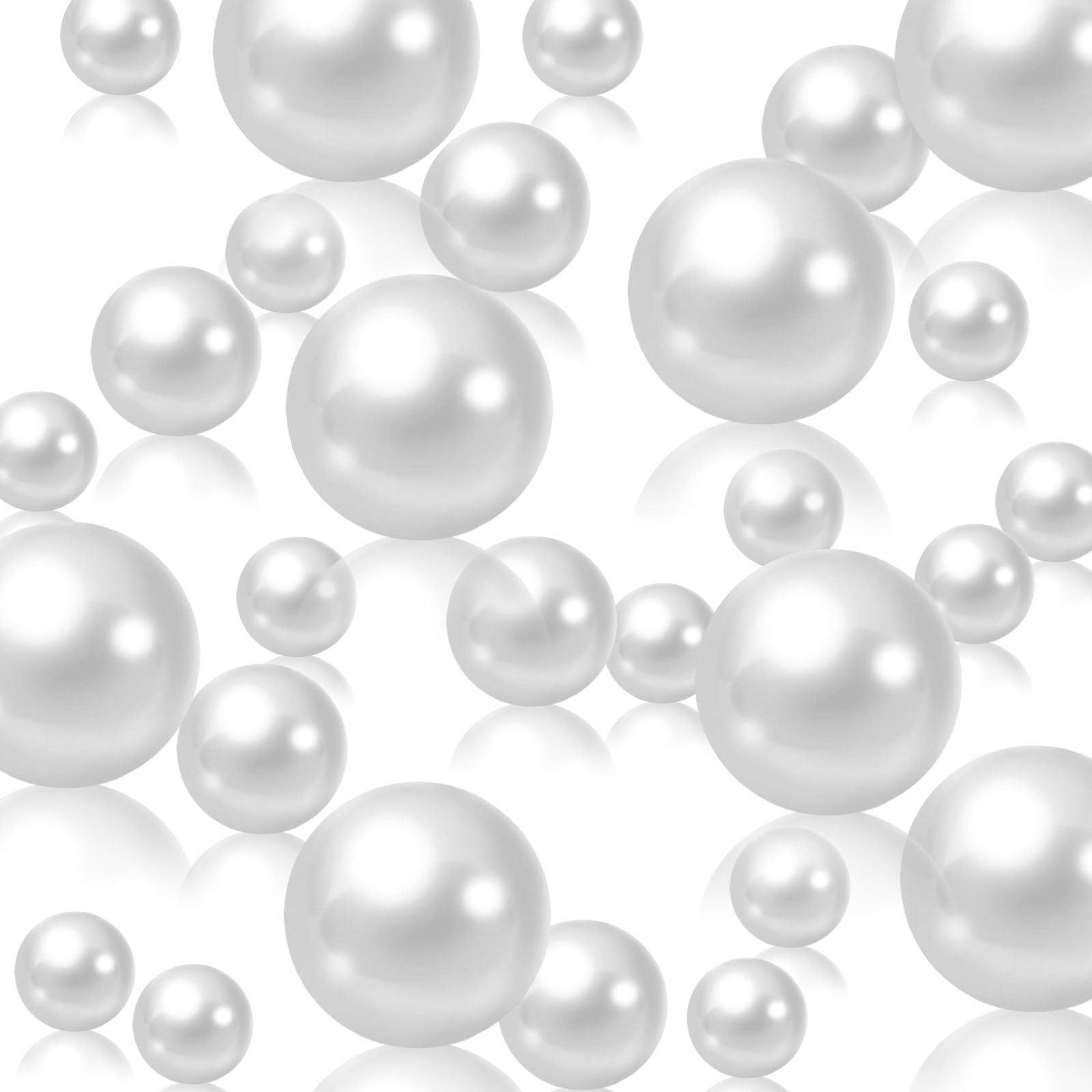 View 1 of Pure White Vase Fillers, Pearls Bead for Centerpieces Vases, 10/14/20 MM No Hole Beads, Fake Pearls for Wedding Birthday Anniversary Theme Party Table Centerpieces Decor