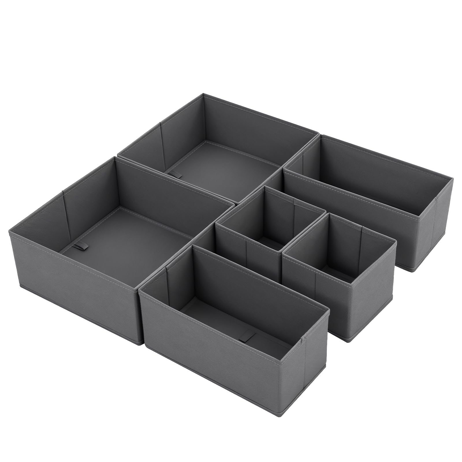 Sekey Schubladen Organizer, Schubladenbox für Kullen Kommode, Stoff-Aufbewahrungsbox als Ordnungssystem für Kleidung, Unterwäsche und Socken – 6er Set, Faltbar, Grau