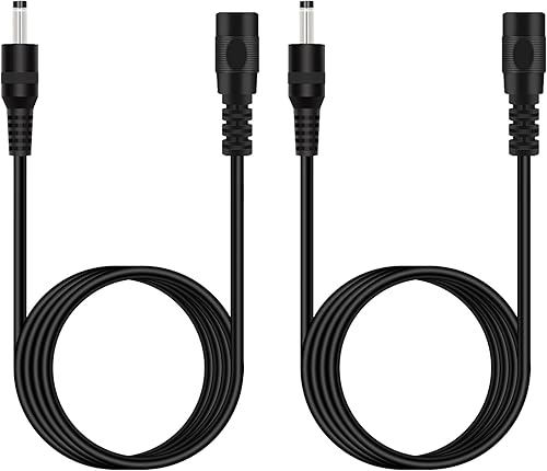 Fancasee Paquete de 2 cables de extensión de alimentación CC macho a hembra de 6 pies de 0.138 in x 0.053 in, adaptador de fuente de alimentación,