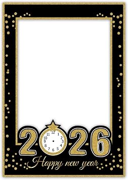 2026 Happy New Years Eve Party Photo Booth Props Supplies with Photo Frame 2026 Party Props Pack of 26
