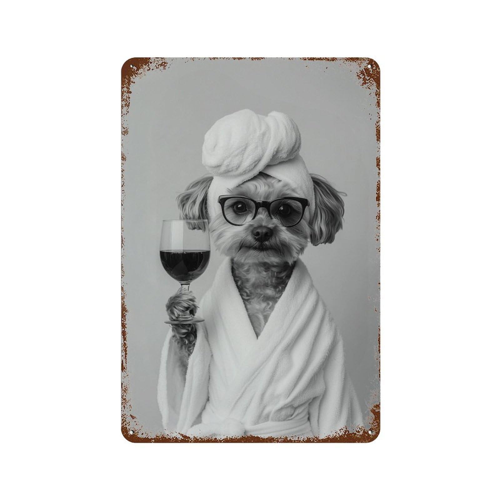 xiaoxiaoshen Cavapoo Wine Print Wall Decor Art Metal Tin Poster Modern Home Decor Art Home Bar Shop Decorations Vintage Sign 30x20cm