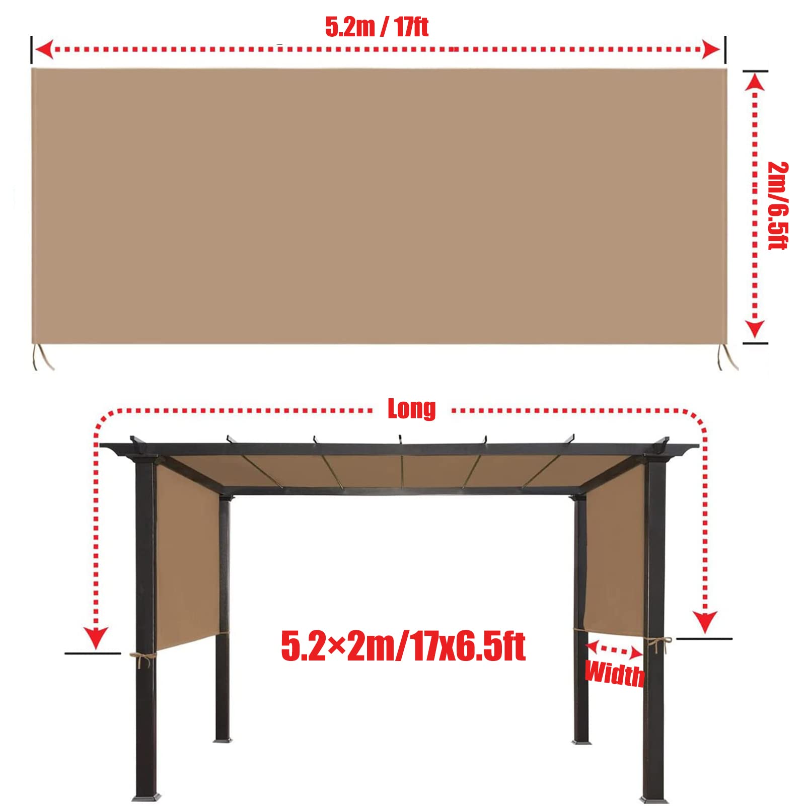 Housse de pergola imperméable – Auvent universel avec 4 sangles de fixation pour pergolas incurvées – Protection extérieure UV et résistance aux intempéries
