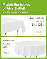 Vista 2 de Pureegg - Juego de 10 manteles de plástico desechables redondos de 84 pulgadas, para fiestas, picnics, bodas, manteles decorativos, redondos, Blanco