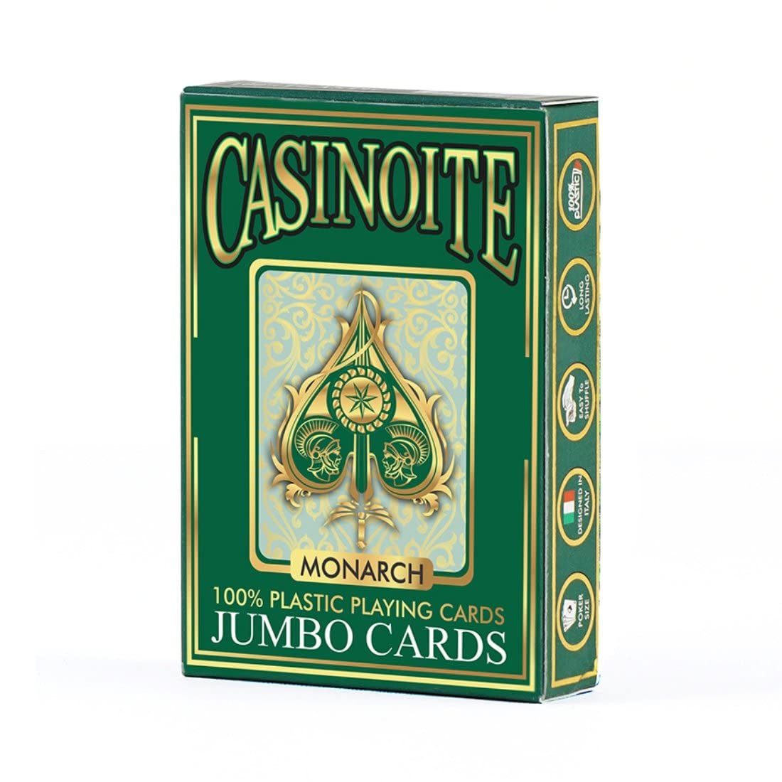 casinoite Adult Monarch 100% Plastic Poker Playing Cards Tabletop Game-Green