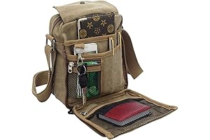 Men's Multi-Pocket Canvas Messenger Bag with Adjustable Shoulder Strap
