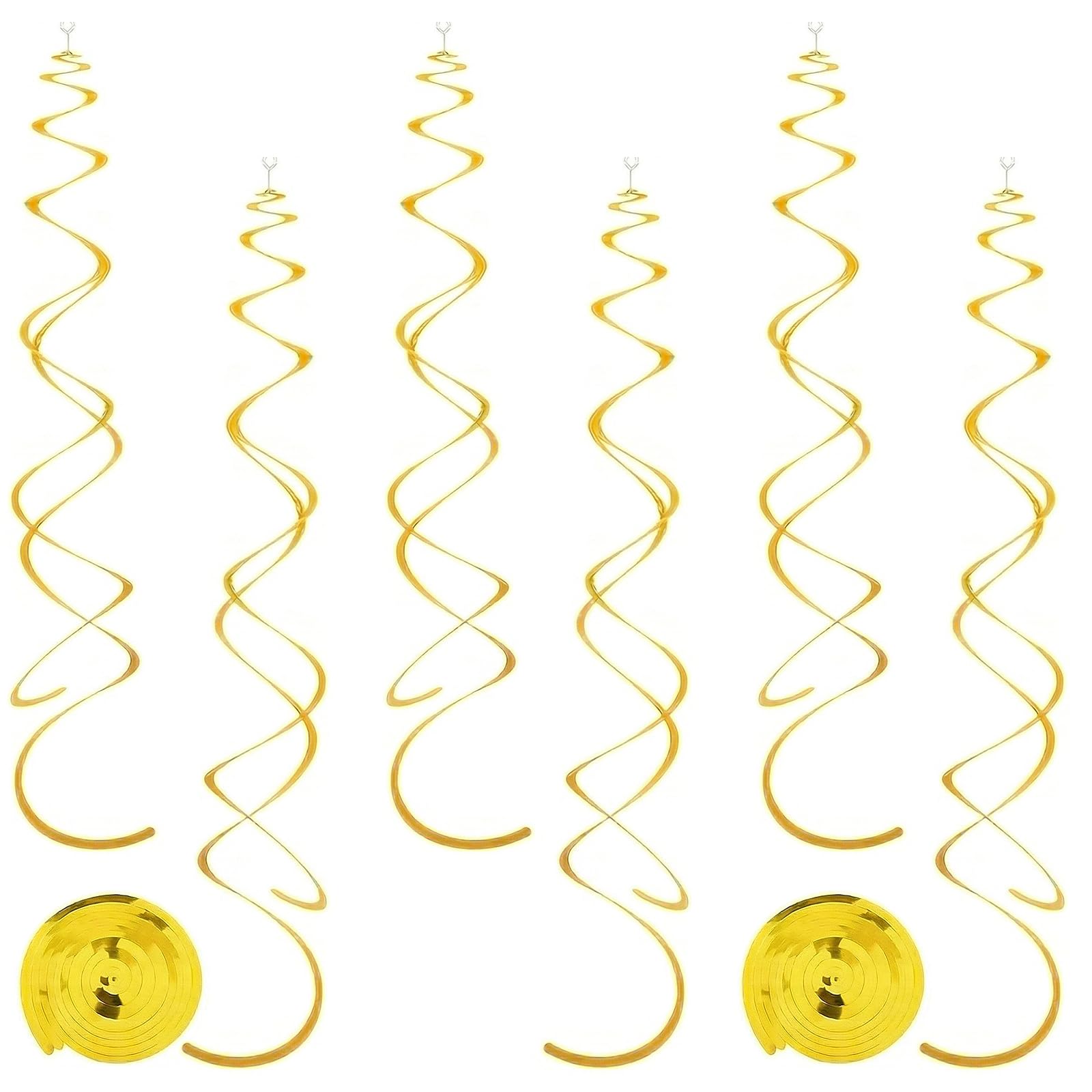 36Pcs Hanging Swirl Party Decoration, Glitter Gold Streamers Hanging Decoration with Plastic Hooks, Streamers Decorations for Birthday Party Family Celebration Wedding Christmas (Gold)
