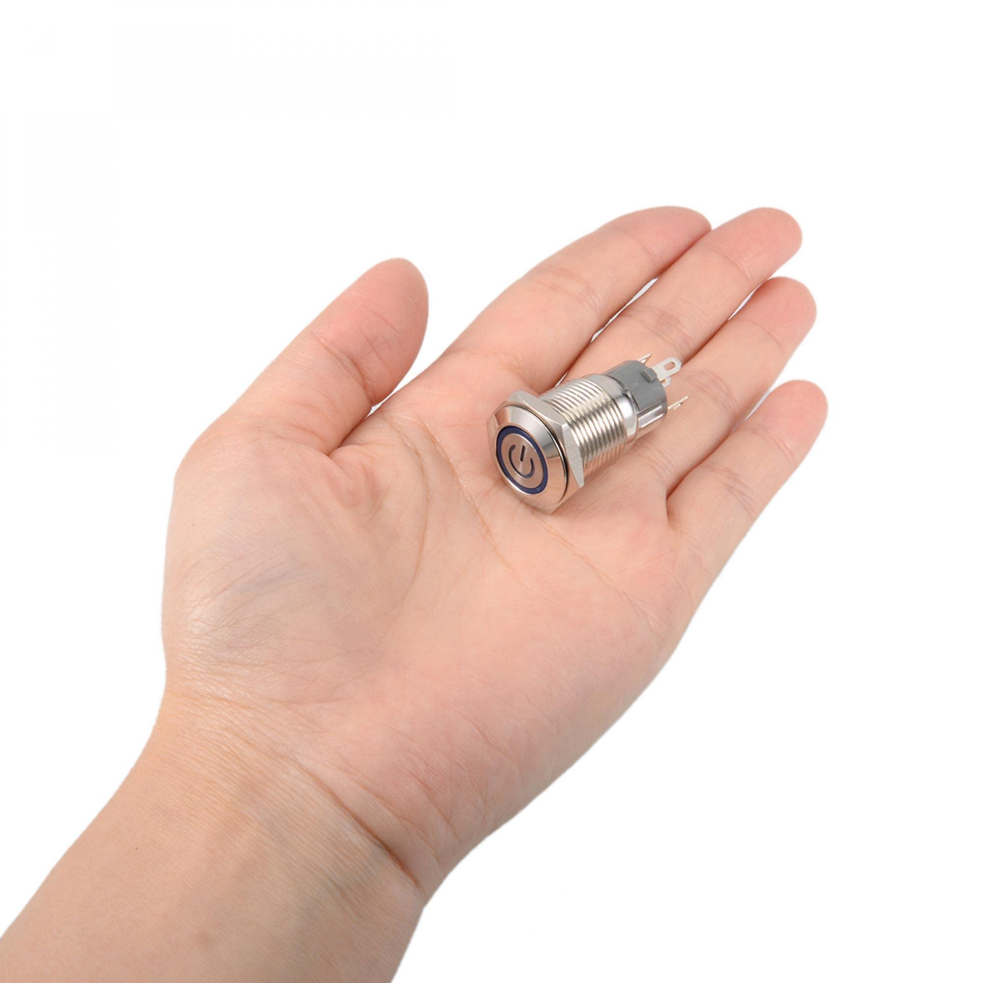 1 pz NUOVO pulsante blu 12 V pulsante momentaneo interruttore corno