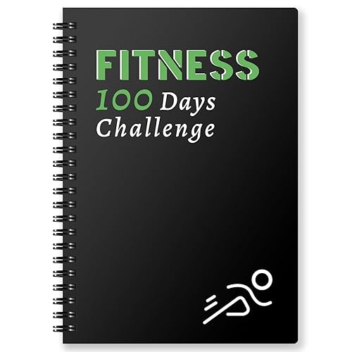 Harphia 100 Days Challenge Fitness Tracker Notebook, Workout Journal for Men and Women,A5(5.5" x 8.2") Workout Log Book Planner for Tracking, Progress in Home, Gym 155black