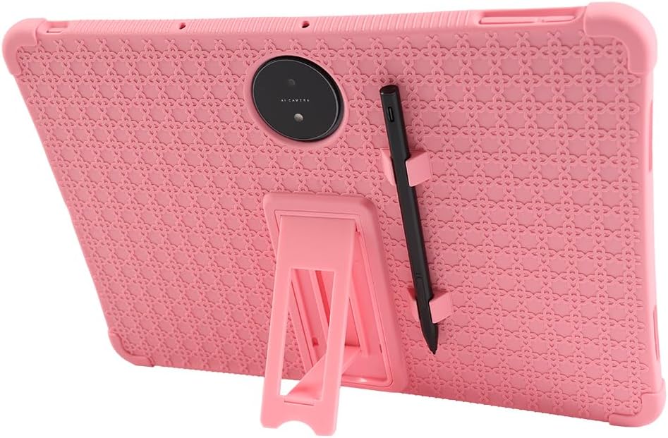 4 Thicken Cornors Shockproof Silicon Cover Case Compatible with Fro TCL NXTPAPER 14 14.3 inch 9491G/T Tablet Case Folding Stand Protective Cover with Pencil Full Protection (TCL 9194G/T 14.3 Pink)