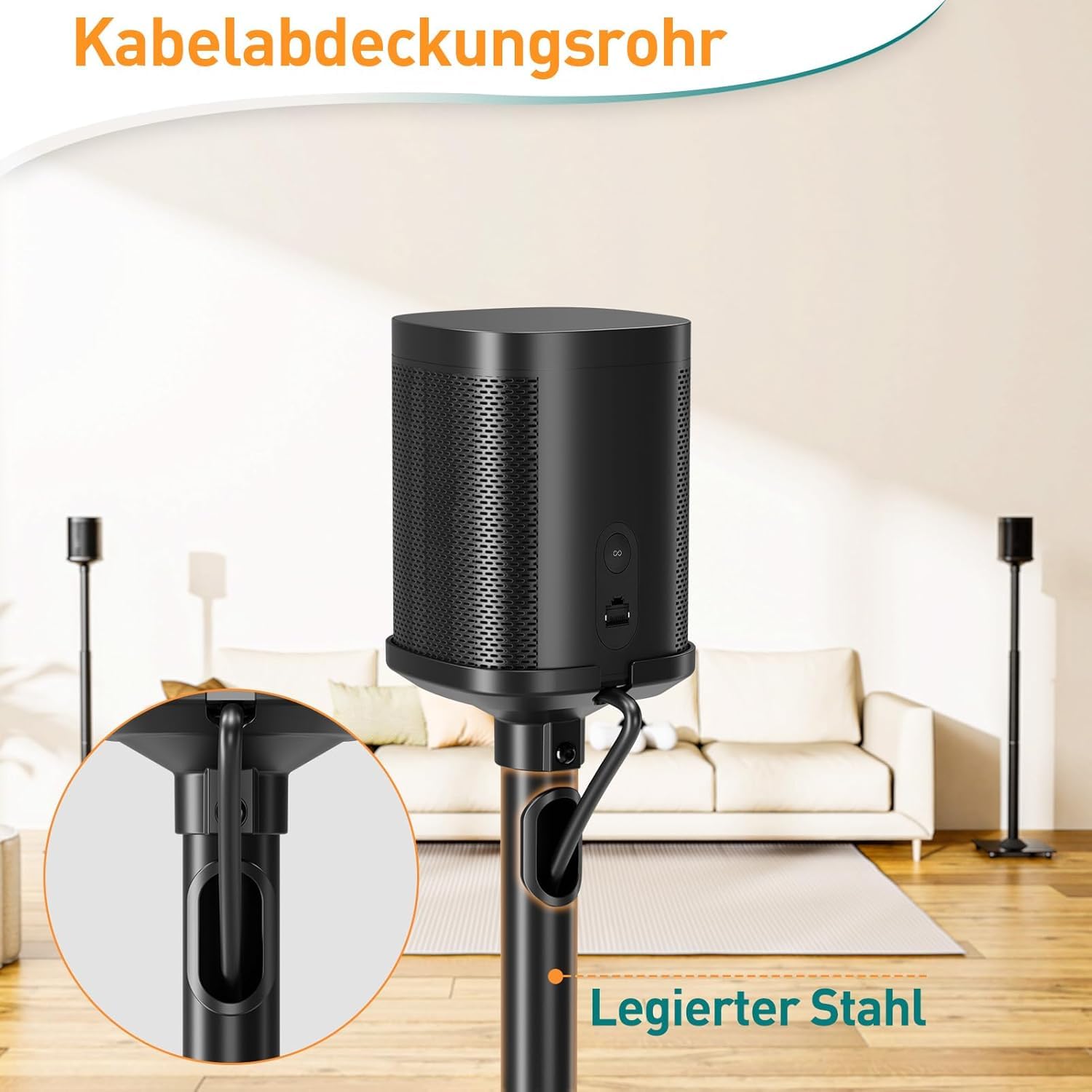 ELIVED Lautsprecherständer für Era 100 und Sonos One, One SL, Play: 1, Höhenverstellbar 88,8 cm-110,3 cm, Boxenständer Lautsprecher Ständer, 1 Paar, EV5024