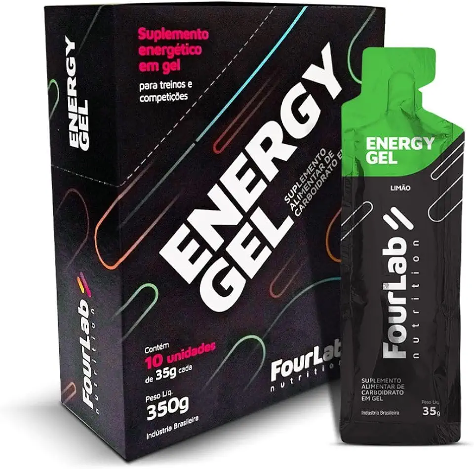 Energy Gel FourLab - Display com 10 sachês de 35g - Sabor Limão