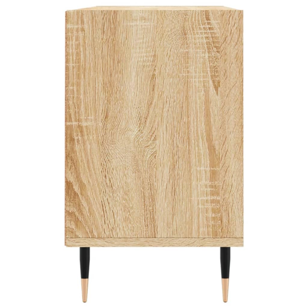 Mobile TV in rovere Sonoma, 103,5 x 30 x 50 cm, in legno con 6 scomparti, gambe in ferro e supporto da parete, per soggiorno, camera da letto, gaming, home theater, salvaspazio