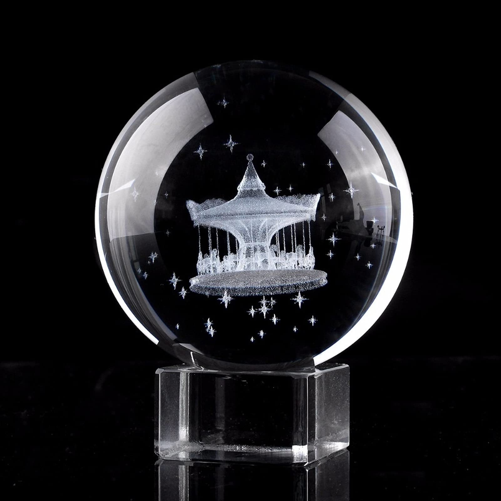Boule de cristal 3D manège gravé au laser 60mm pour décoration Feng Shui