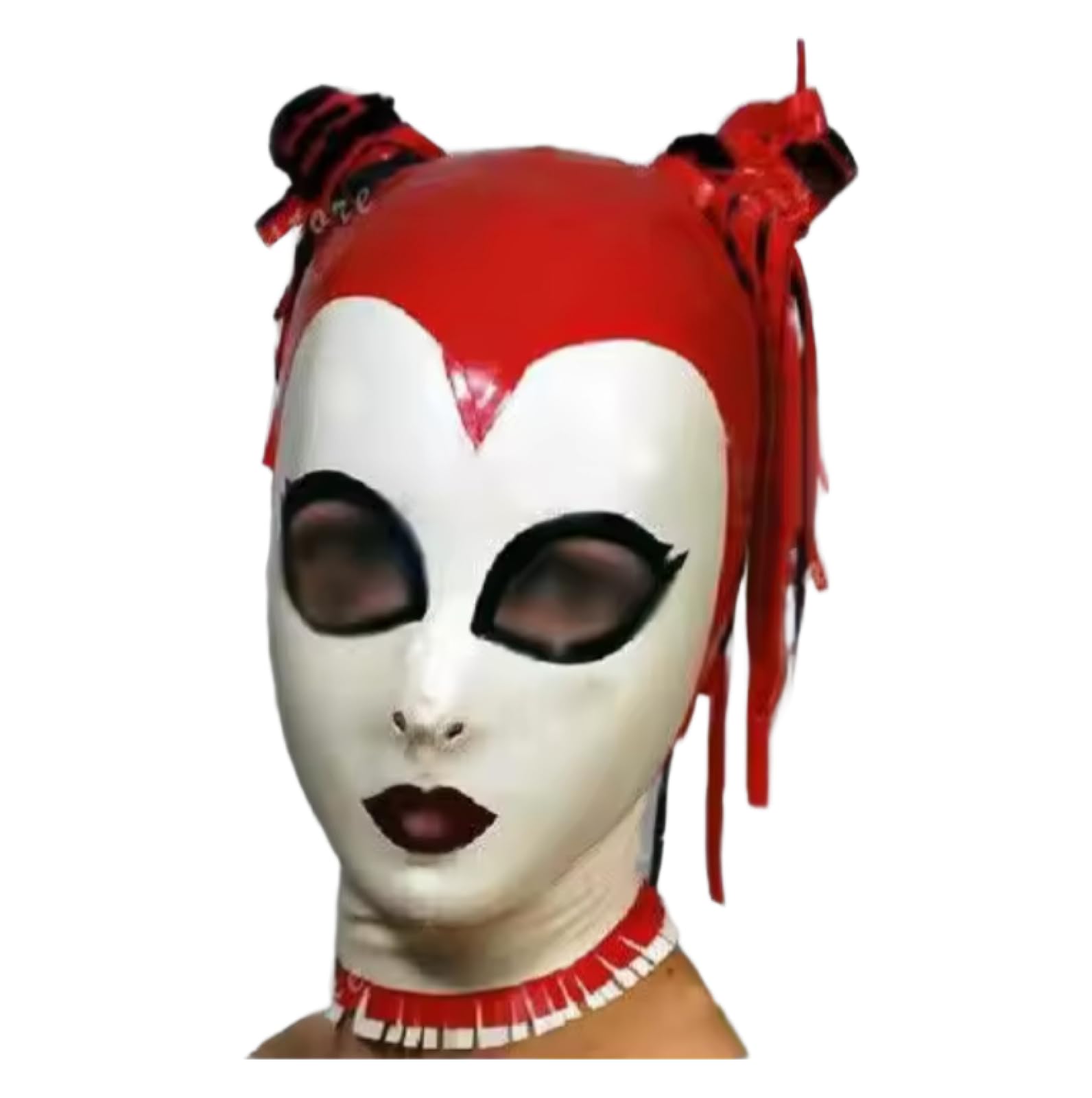 Máscara de goma de látex con trenzas, máscara de cosplay de 0,4 mm