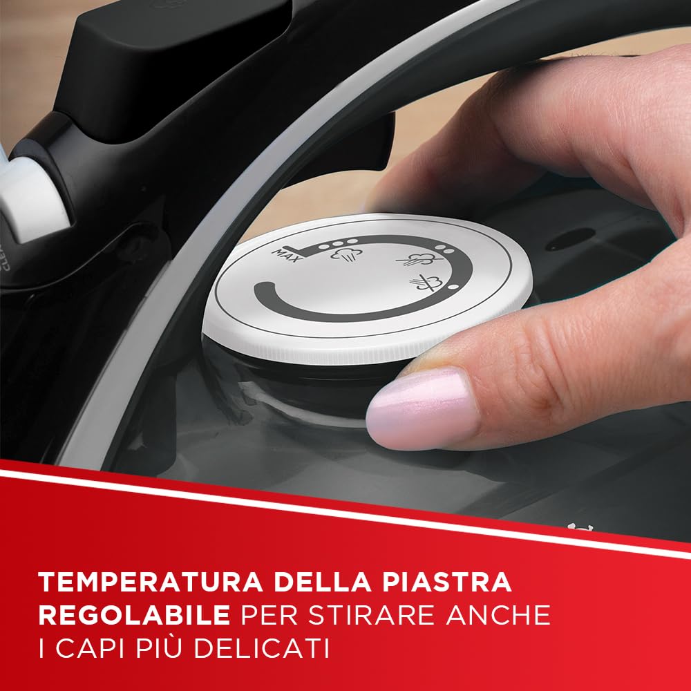 Polti Vaporella Quick Q080, Ferro da Stiro a Vapore con Piastra con Rivestimento in Ceramica, Potenza Max 2600 W, Colpo di Vapore 180 g, Serbatoio 300 ml, Bianco e Nero