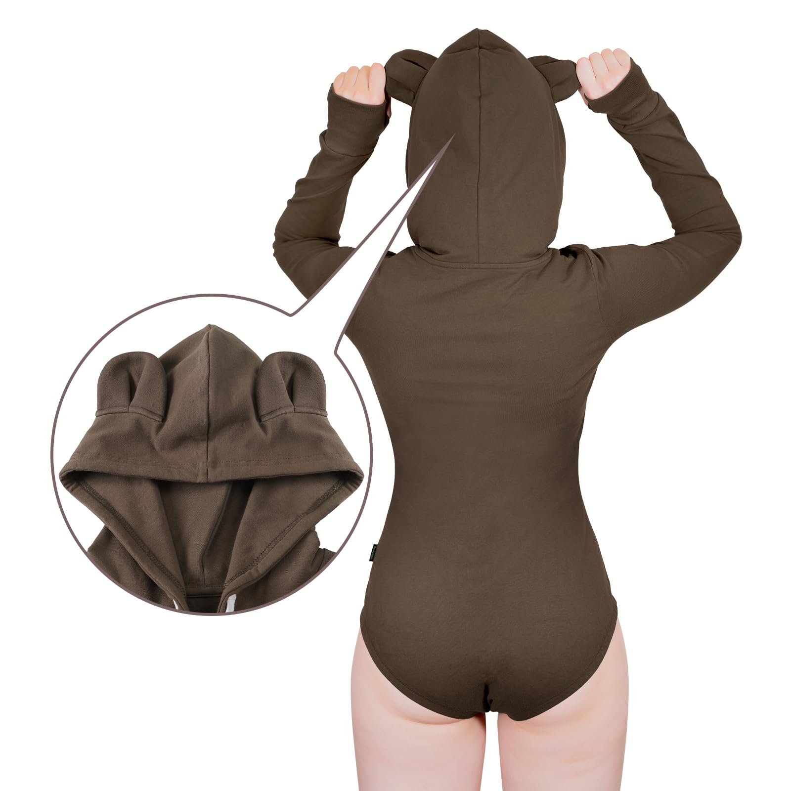 LittleForBig Bawełniany kombinezon jednoczęściowa piżama z kapturem body - przytulny miś bluza z kapturem Onesie