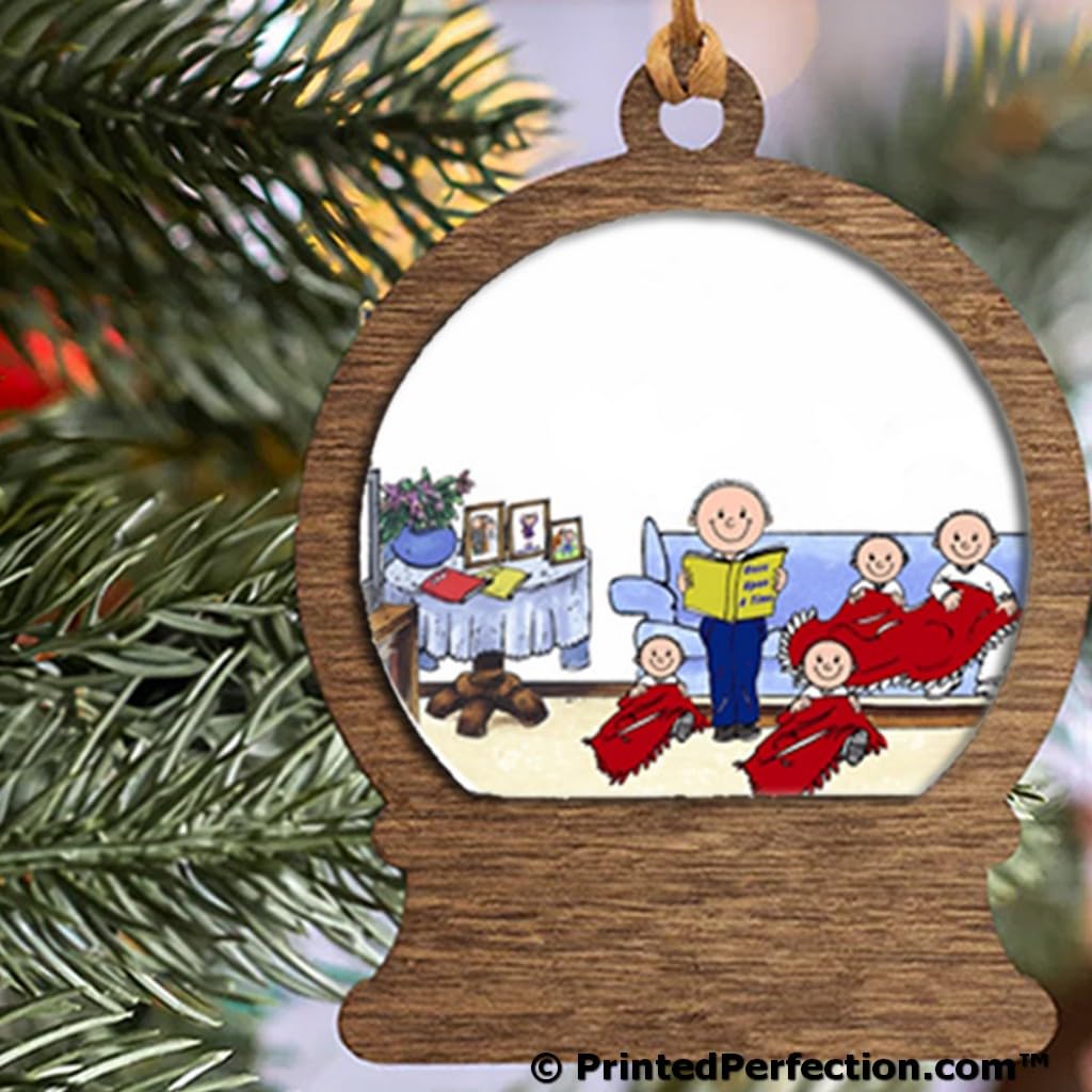 PrintedPerfection.com Personalized Little Angels - 4, with Male Wooden Snow Globe Shaped Christmas Ornament