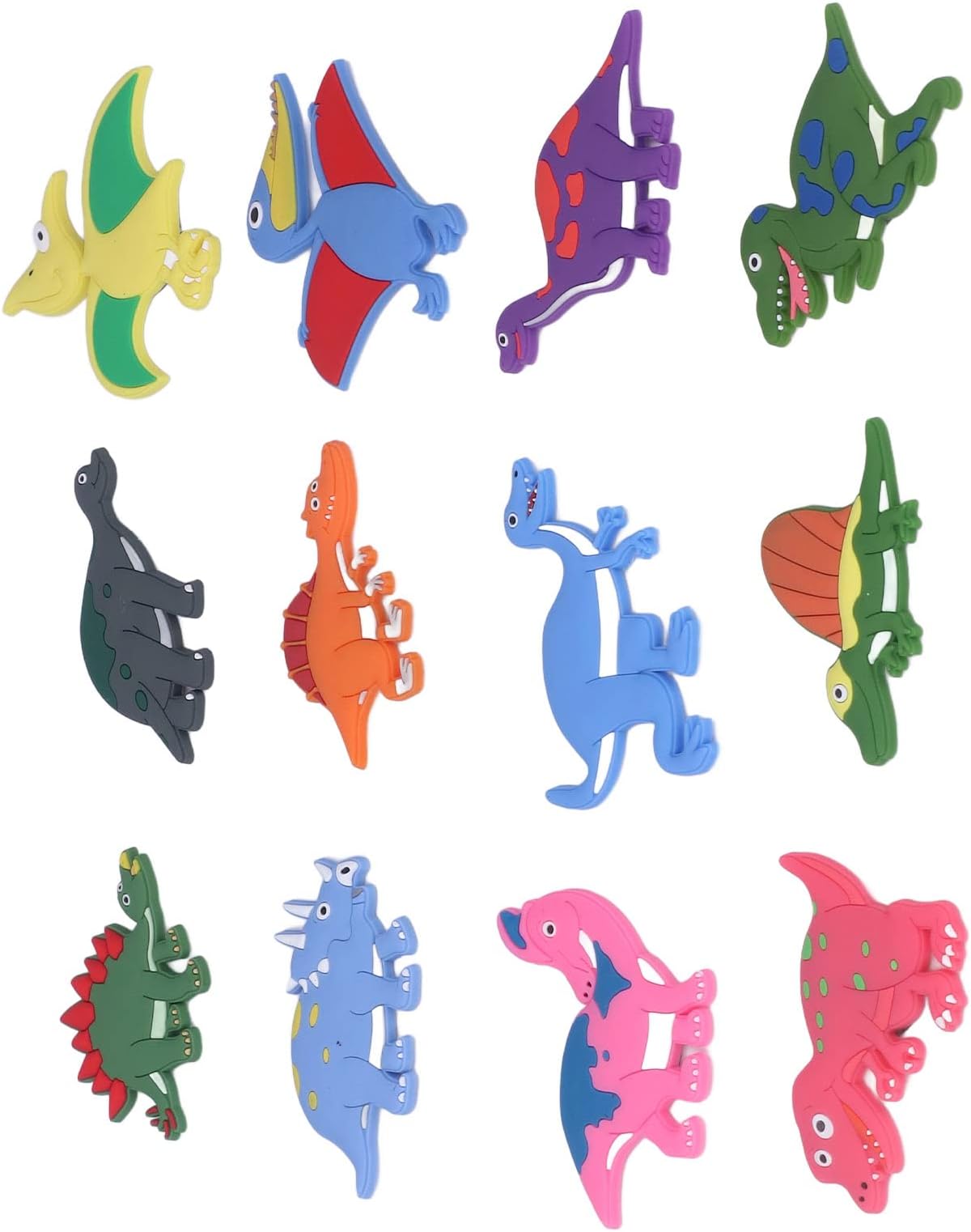 12pcs Refrigerator Magnets, Cute Soft Silicone 3D Dinosaur Patterns with Strong Magnetism, for Fridge Kitchen Office Magnetic Surfaces