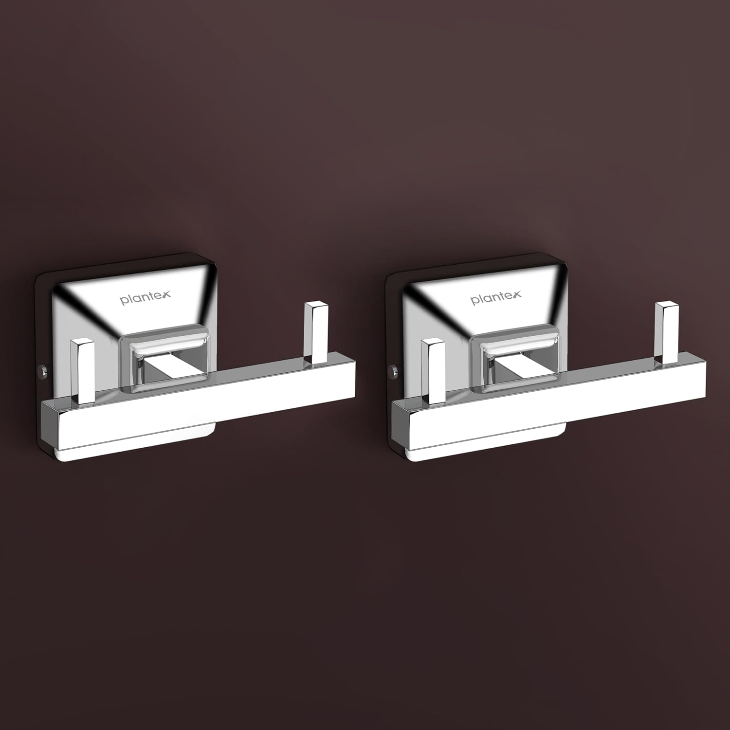 Plantex 304 Grade Stainless Steel Robe Hook/Cloth-Towel Hanger/Door Hanger-Hook/Bathroom Accessories - Pack of 4, Squaro (Chrome)