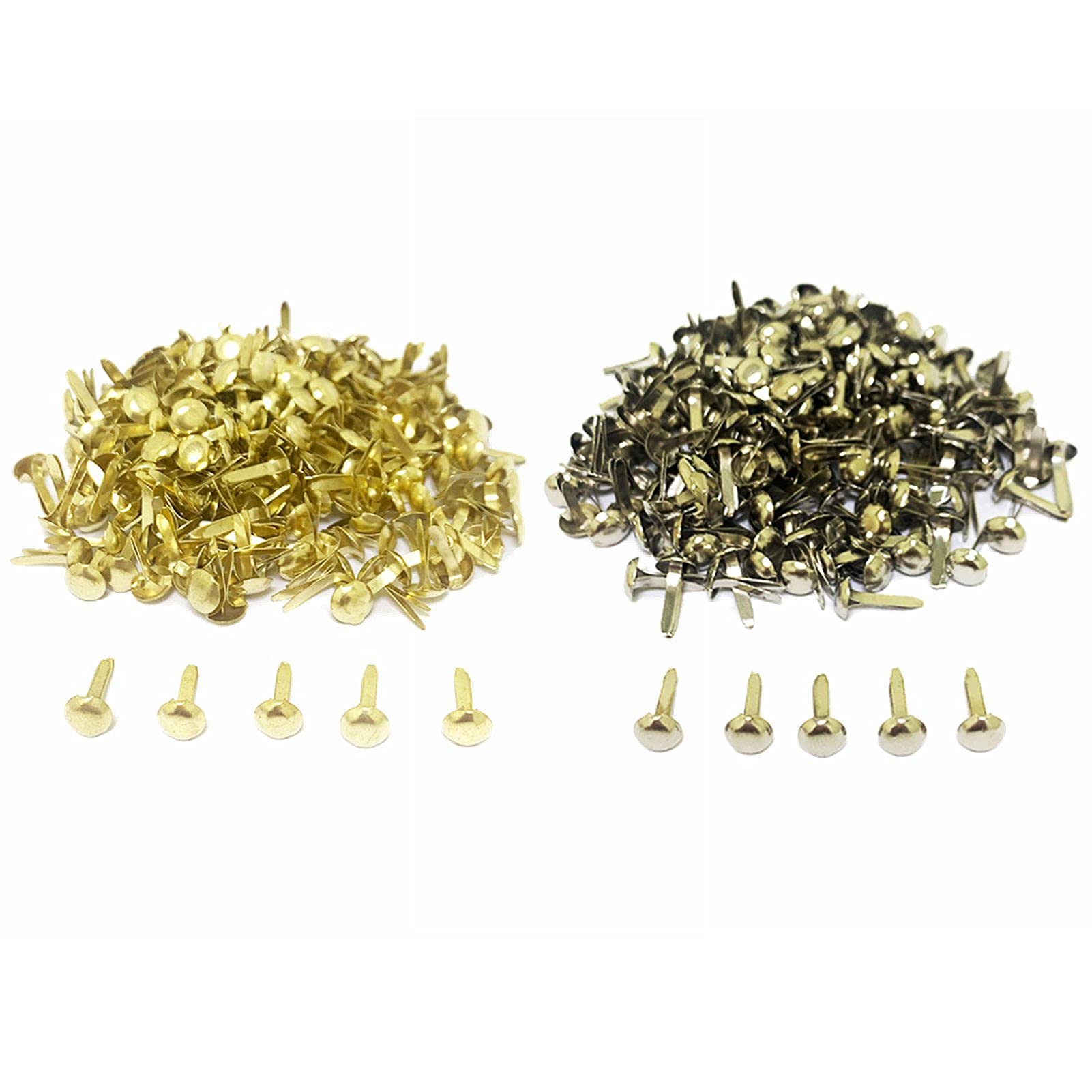 OTCRAFT 400 Pieces of Round Brads Metal Gold/silver 2-color Paper Fasteners Round Bifurcated Pins for Scrapbooking Crafts DIY Projects (5.5×11mm)