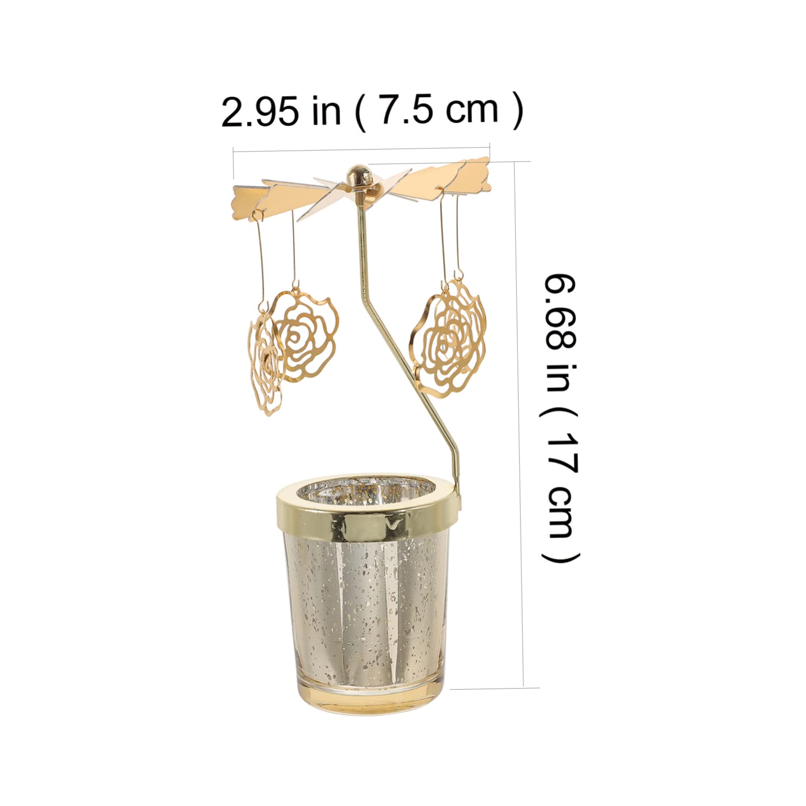 HOMSFOU Hot Swivel Candle Holder Rotating Candle Holder Wedding Table Decor Rotating Tealight Holder Glass Menorah Desktop Decor Nativity Decor Gold Desk Topper Carousel Banquet Metal Iron
