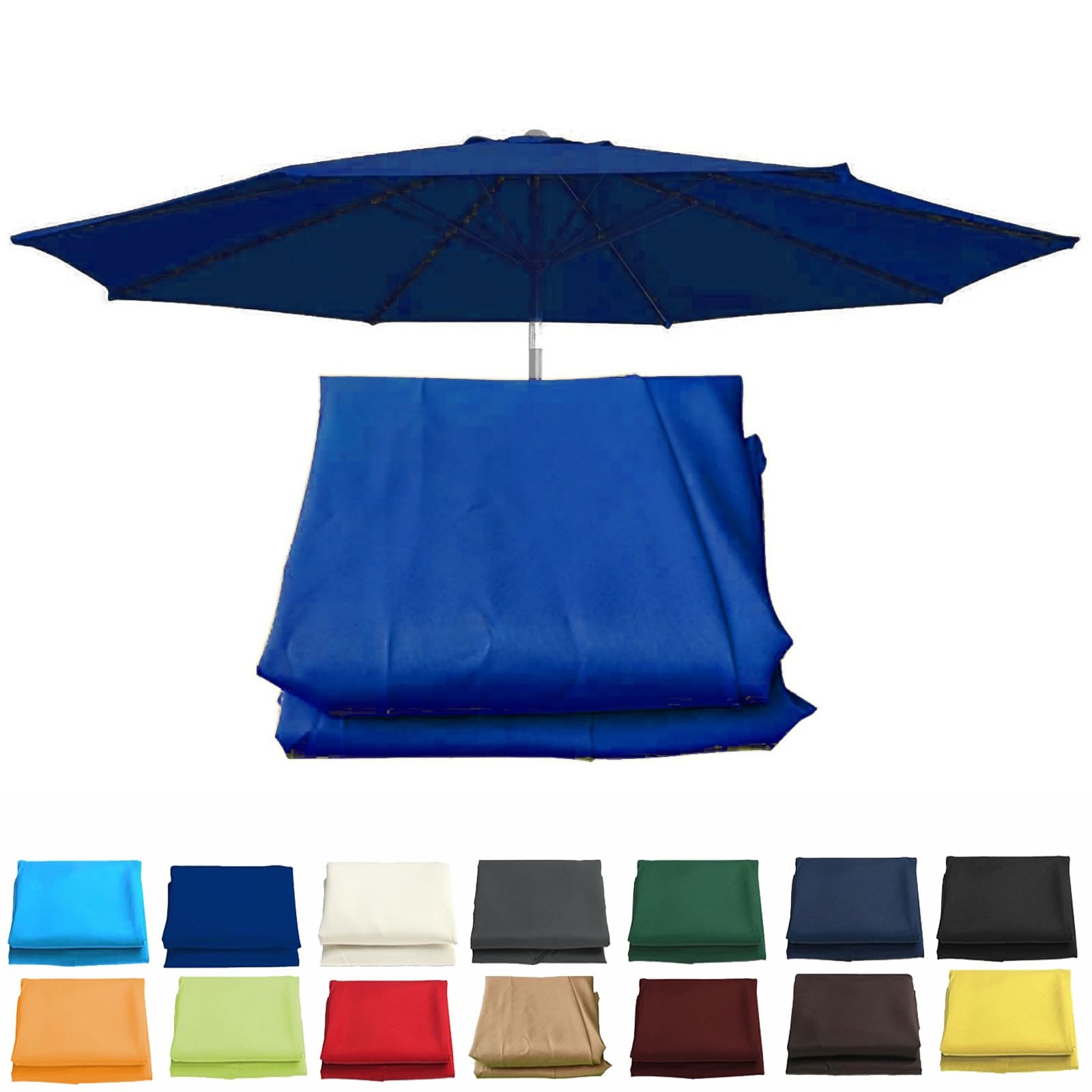 LTSRLL Sun Shade Umbrella Cover 2M/2.7M/3.0M+6 Arms/8 Arms Replacement Canopy Parasol Cloth, Easy To Change, Canopy Only(Color:Royal blue,Size:2.7m 8 ribs)