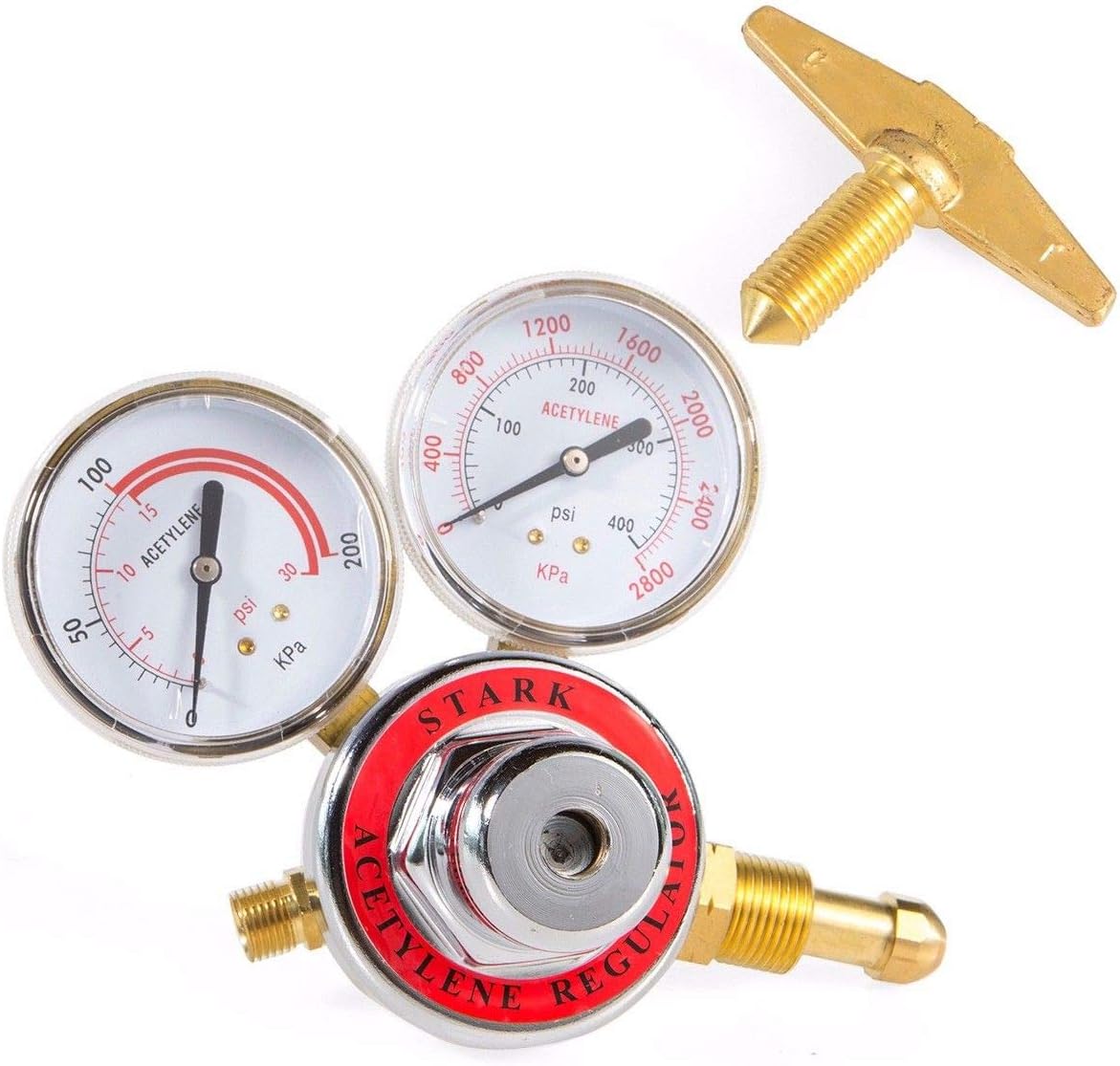 Stark Welding Gas Welder Acetylene Regulator Compatible with Torch Cutting Kits CGA 510 (0-400 PSI/Outlet 0-30 PSI) - - 