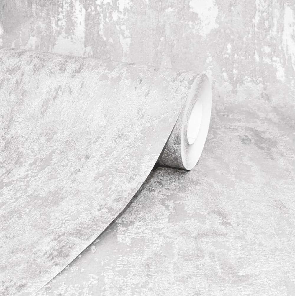 Yöl White Havana Distressed Industrial Metallic Wallpaper Paste Wall From Y�L