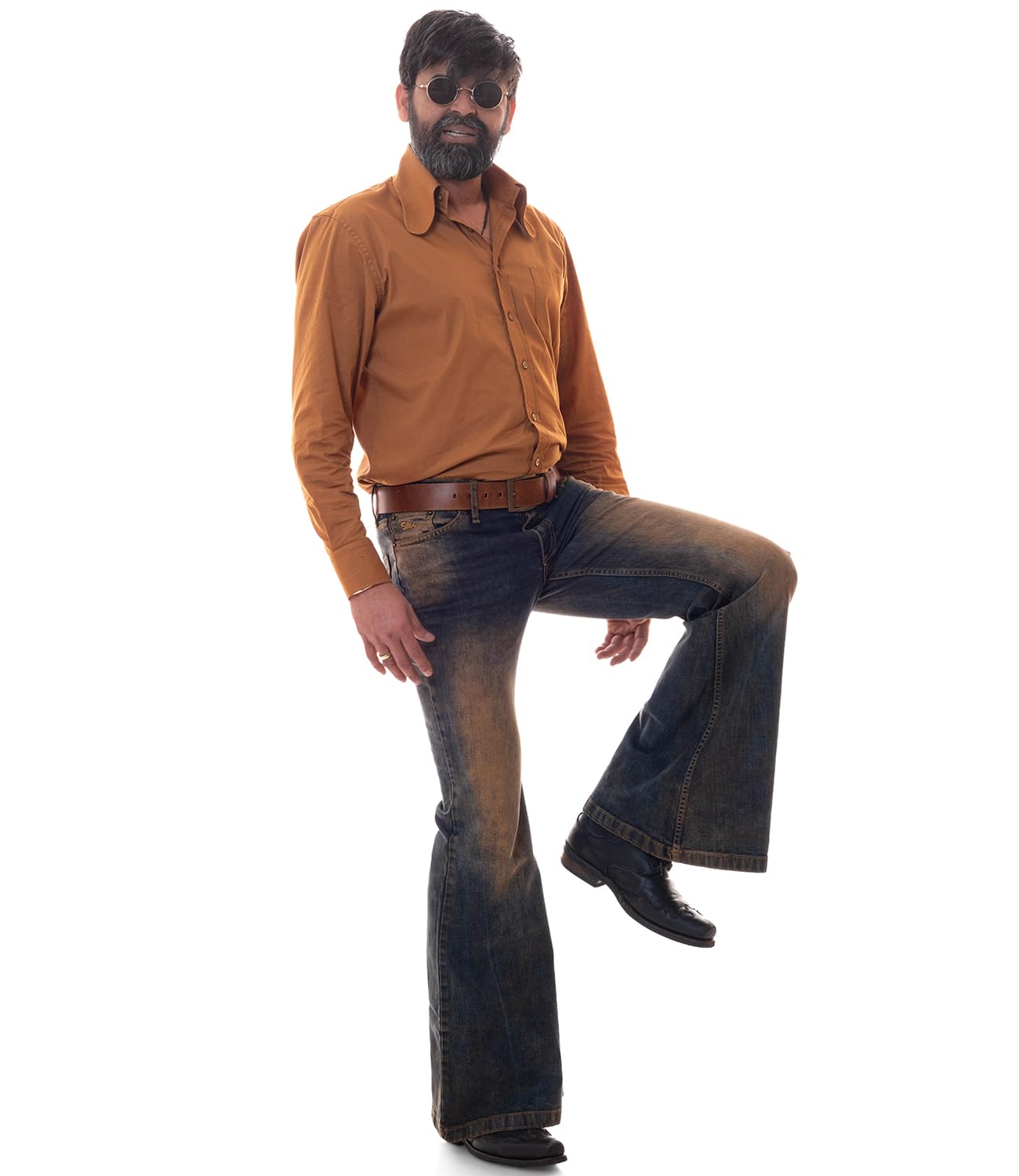 COMYCOM Jeans a Zampa da Uomo con Lavaggio Dirty Star Red County