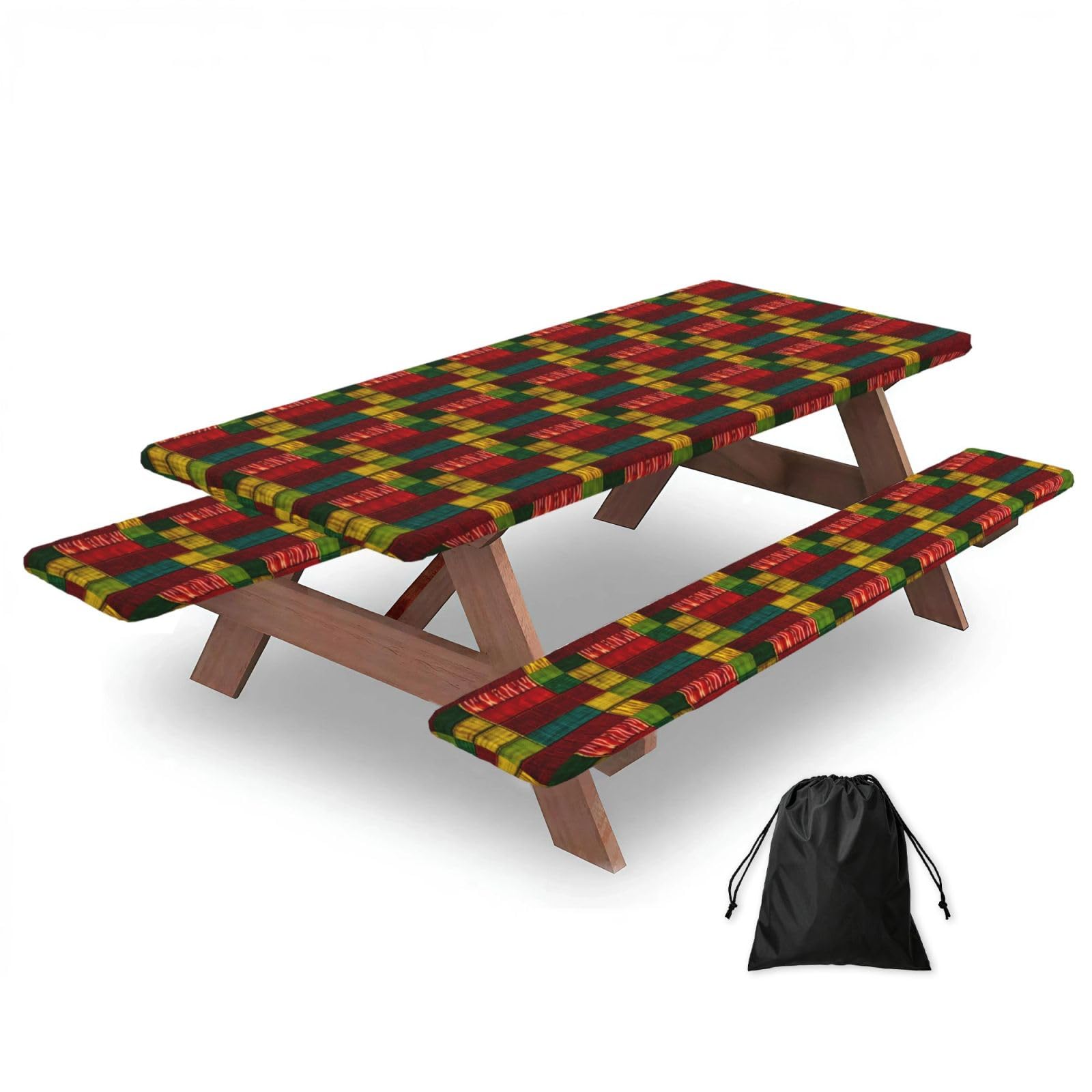 AYYQWE African Style Patchwork 1 Print Picnic Table Bench Cover Outdoor Garden Party Decor Daily Accessory Gift