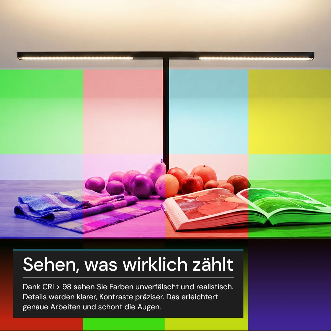 LUXULA Büro Stehleuchte LED Up/Down - Stehlampe Büro für Schreibtisch Homeoffice, dimmbar per Touch - 90W 5000lm, 4000K Neutralweiß, UGR<16 blendarm, CRI 98 farbtreu, Automatikdimmung, Schwarz