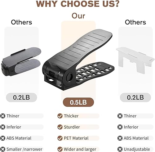 Miniatura 4 de Organizador de ranuras para zapatos, apiladores de zapatos ajustables, soporte para zapatos de doble piso, zapatero de almacenamiento, ahorro de